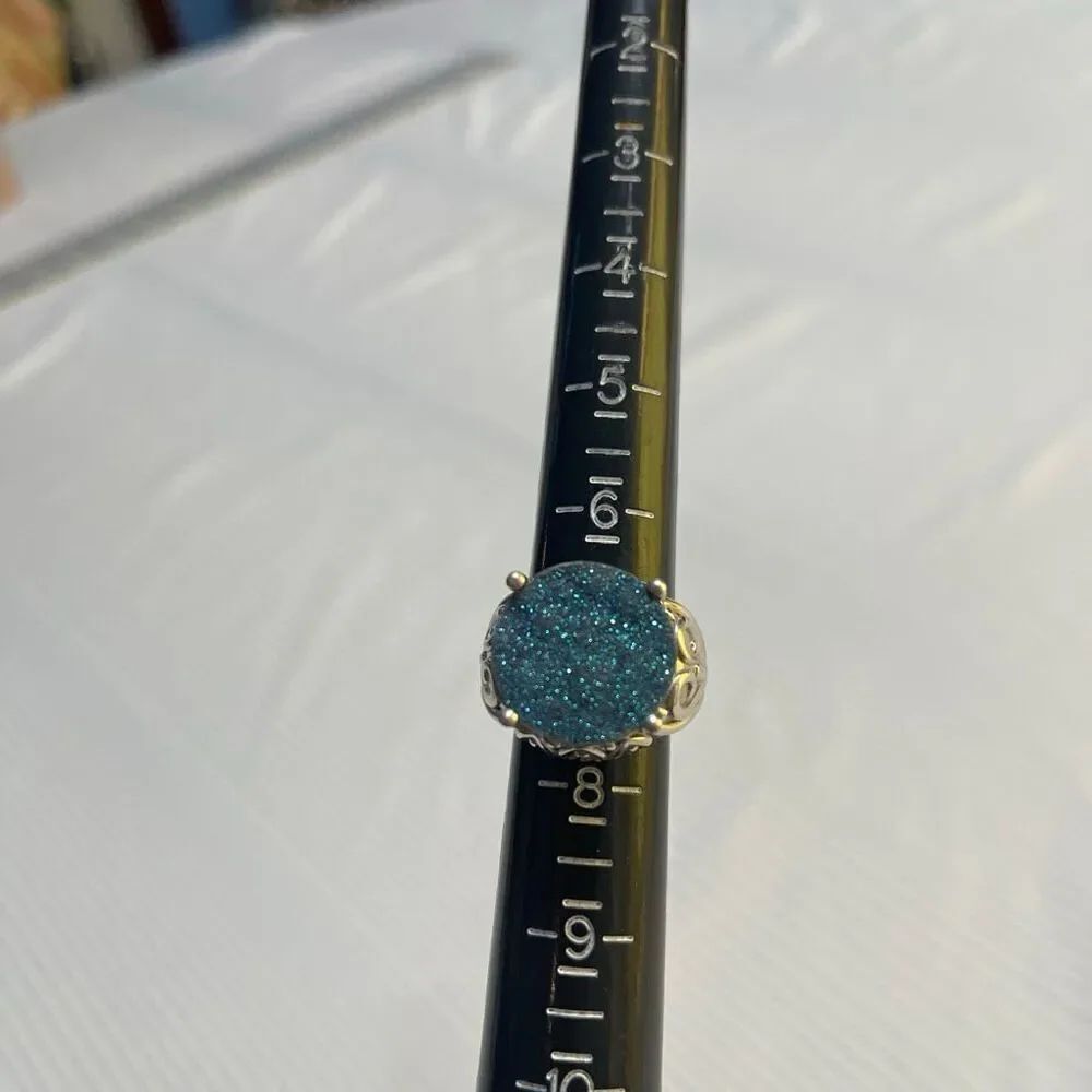 Blue Druzy Sterling Silver 925 Ring Size 7